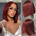 33#Reddish Brown Bob Wig Human Hair 13x4 HD Transparent Frontal Lace Wig Short Bob Wig Human Hair Lace Front Wigs With Baby Hair