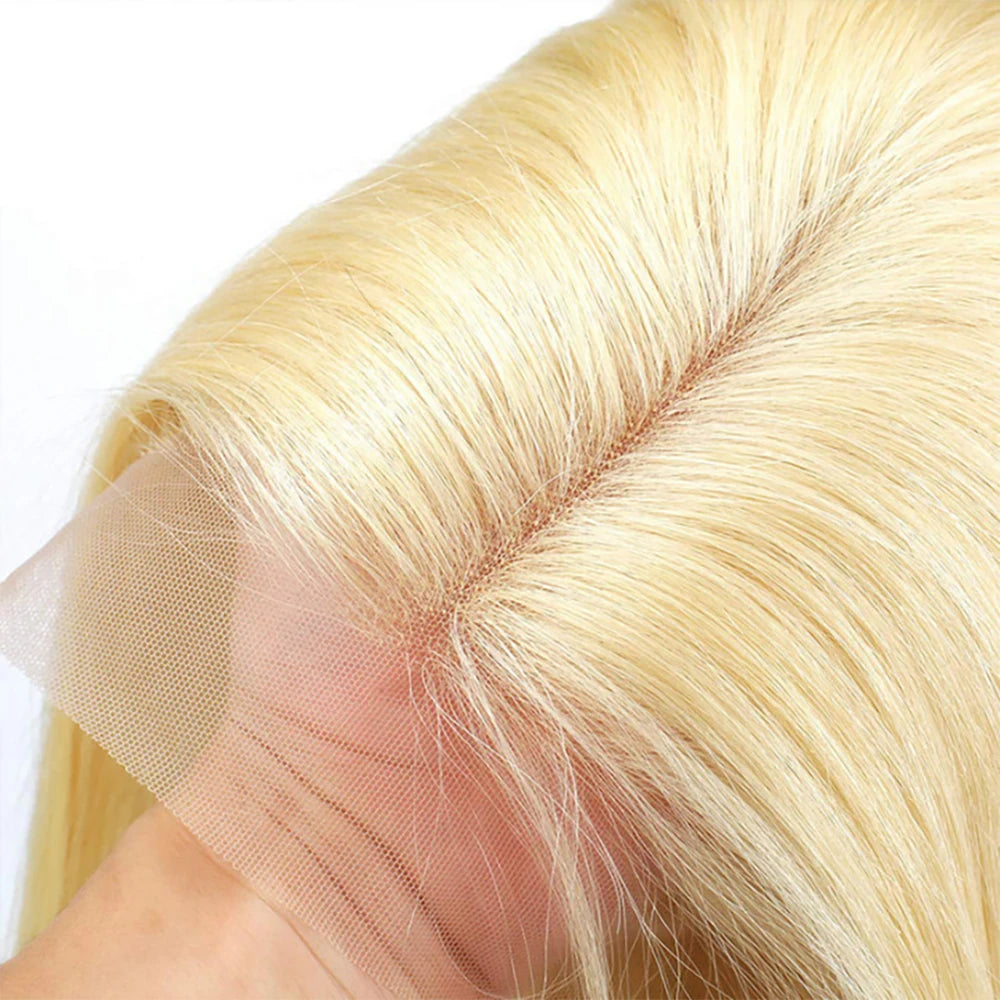 613 Blonde Bob Wig Cosplay Wig 13x4 Lace Frontal Wig Pre Plucked 100% Human Hair Wig Short Bob Wig 200% Density For Women