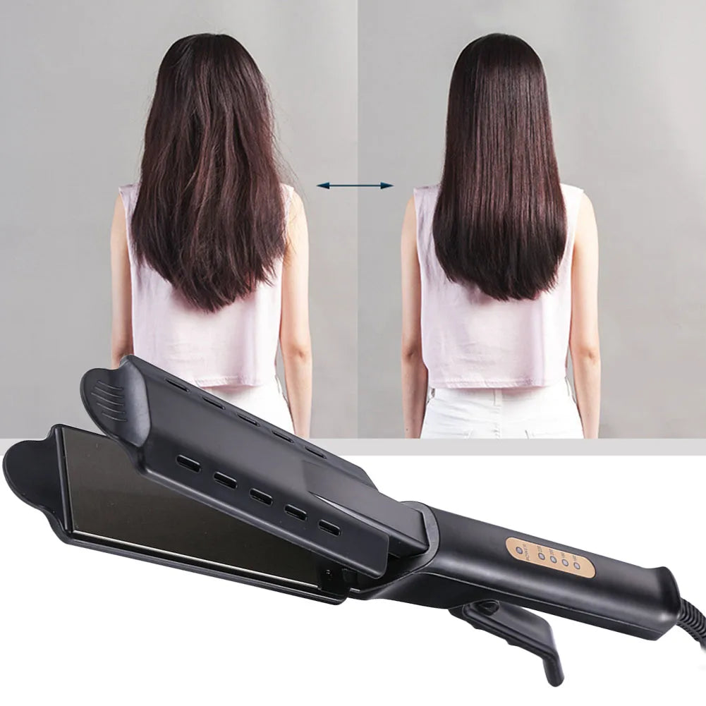 Wide Plate Flat Iron Professional Titanium Alloy Hair Straightener Temperature Adjustable Straightening Venting Styling Tool
