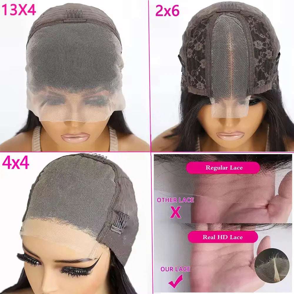 Reddish Brown Bob Human Hair Wig 13x4 HD Transparent Lace Frontal Wig Straight 33# Bob Wig 2x6 4x4 HD Lace Closure Wig 8-14 Inch