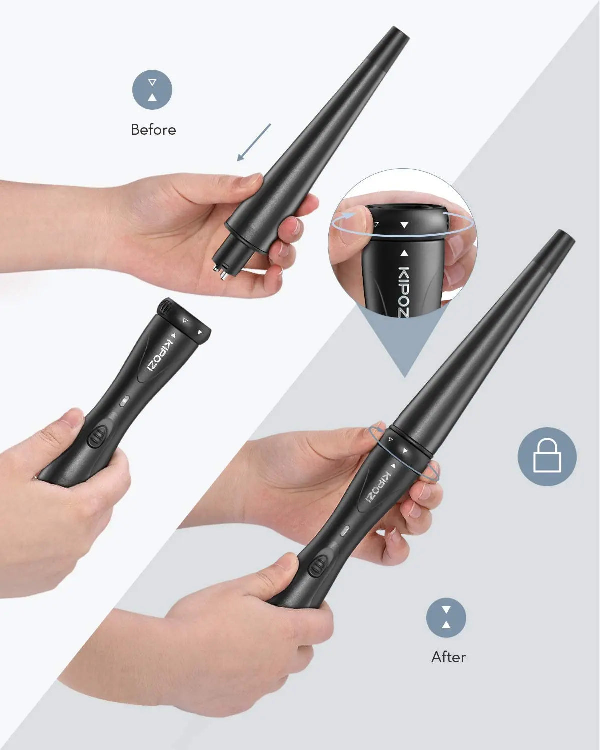 KIPOZI Professional Curling Iron 5-in-1 Hair Tools Instant Heating Electric Curling Iron Hot Air Brush Ceramic Barrels for Woman