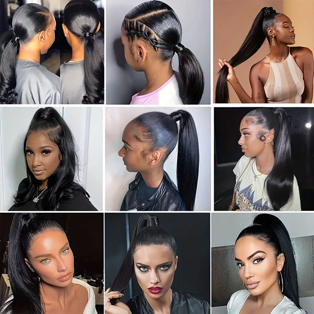 Ponytail Human Hair With Magic Paste 8-30 Inch 100% Brazilian Remy Human Hair Ponytail Extensions Natural Hair For Women